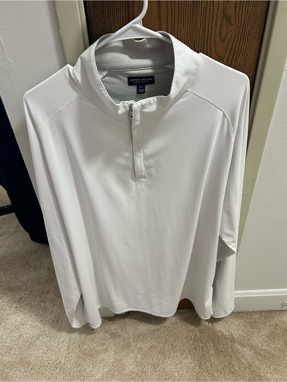 Peter Millar White Long-Sleeve Quarter Zip Pullover